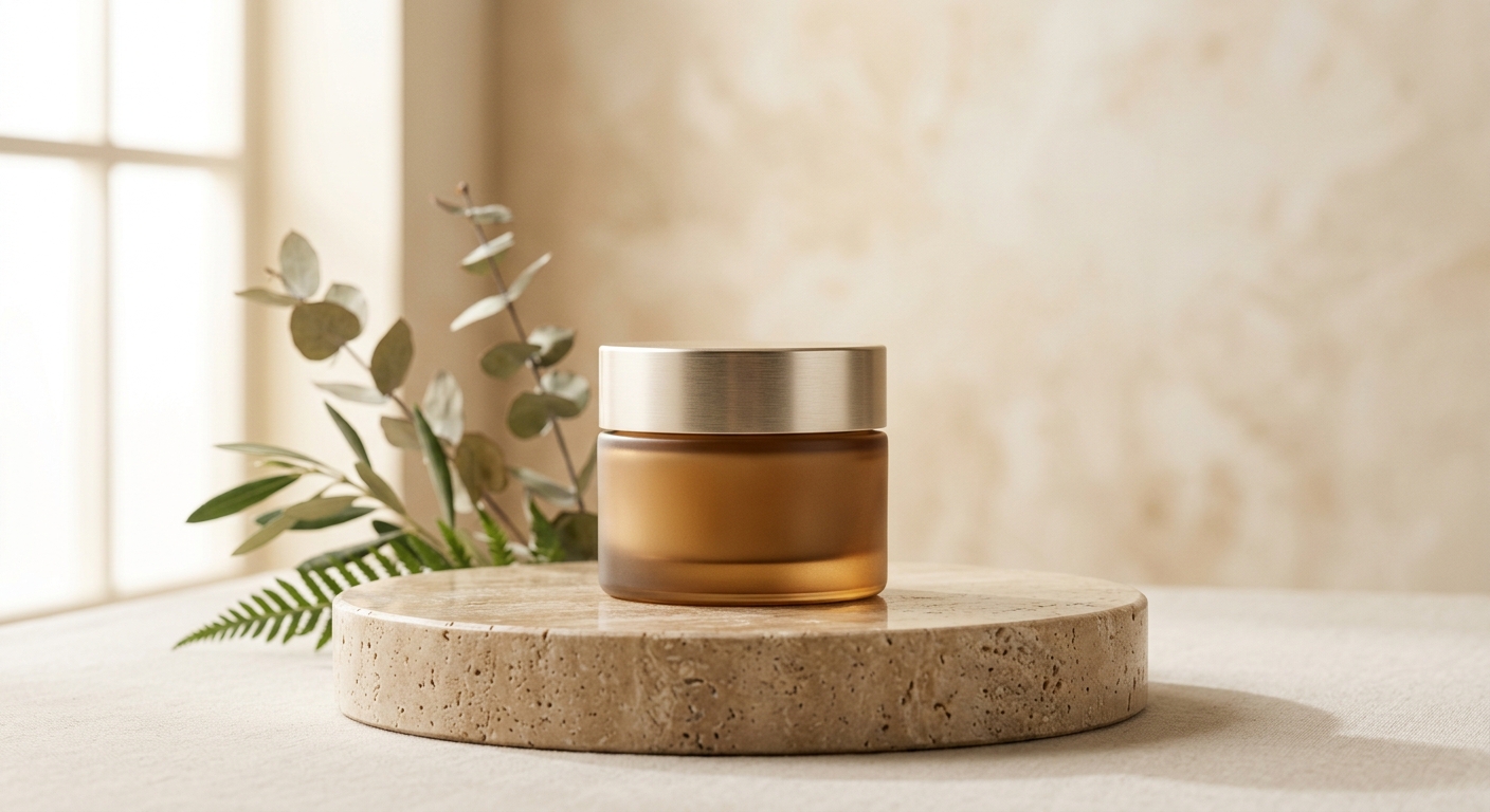 Face cream jar on a display