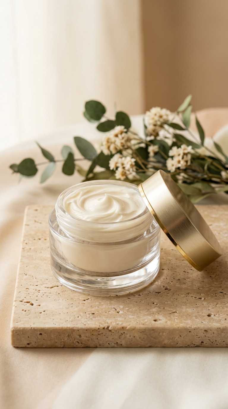 Handmade advanced face cream in a glass jar