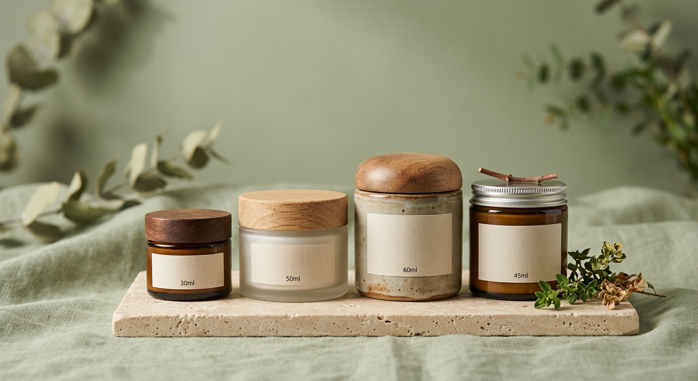 Natural face cream jars